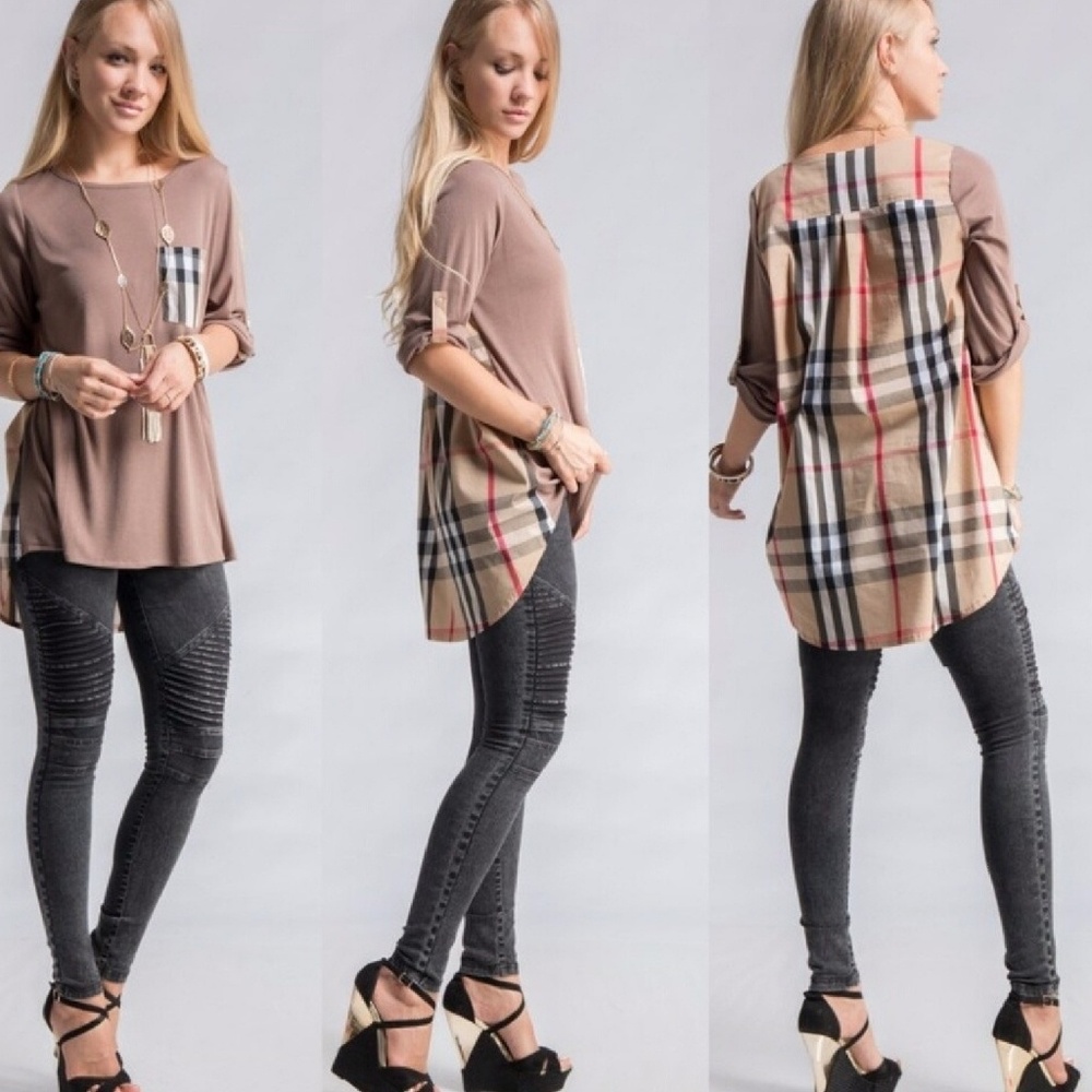 Mocha Plaid Blouse